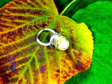 Ring - Afghan Pure Jade rests in a nest of non-tarnish silver wire coiled into a ring.