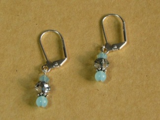 Earrings - Aqua Earrings, with aqua blue Chalcedony, Swarovski crystal, Rondell crystal and surgical steel ear wires.