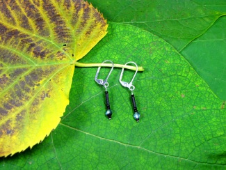 Earrings - Moonlite Crystal, Czech glass, delicate black beads and surgical steel ear wires