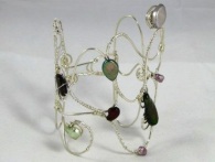 Bracelet - Fresh h2o Pearl Medley, handcrafted non-tarnish silver wire cuff and a medley of Freshwater pearls